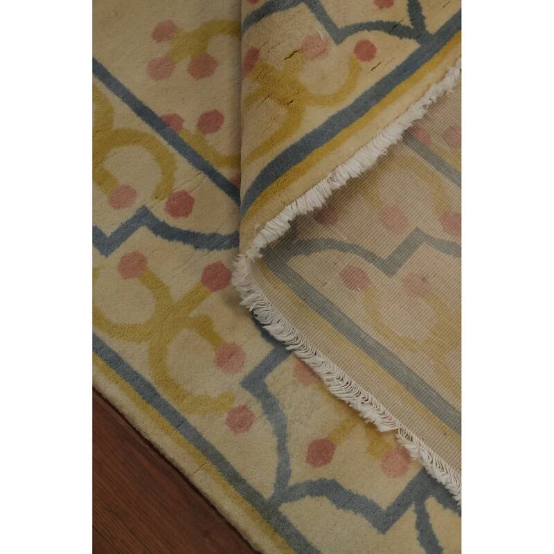 Hand-knotted Tribal Wool Beige Geometric Oriental Area Rug - 9' 3'' X 6' 6''