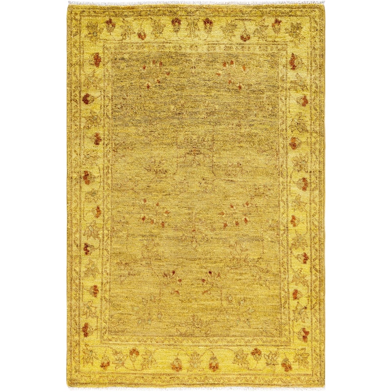 Overdyed One-of-a-Kind Hand-Knotted Area Rug - Yellow - 3' 3" x 4' 9"
