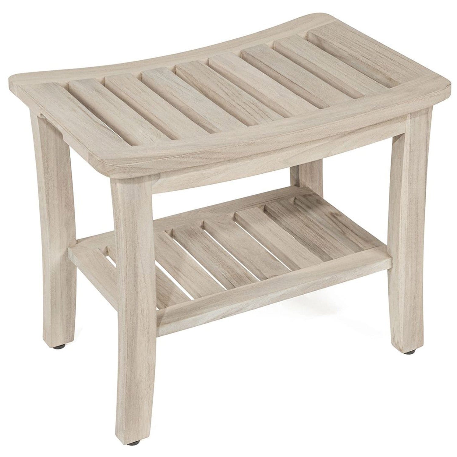 TeakCraft Gray Teak Shower Bench 21 Inch, Fully Assembled, Shower Stool, Rustic Gray Finish, The LAVICI
