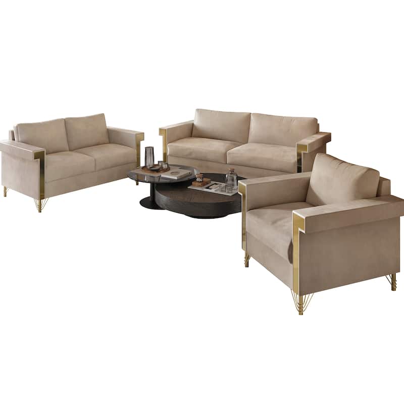 CraftPorch Luxurious Velvet Upholstered 3-Piece Living Room Set