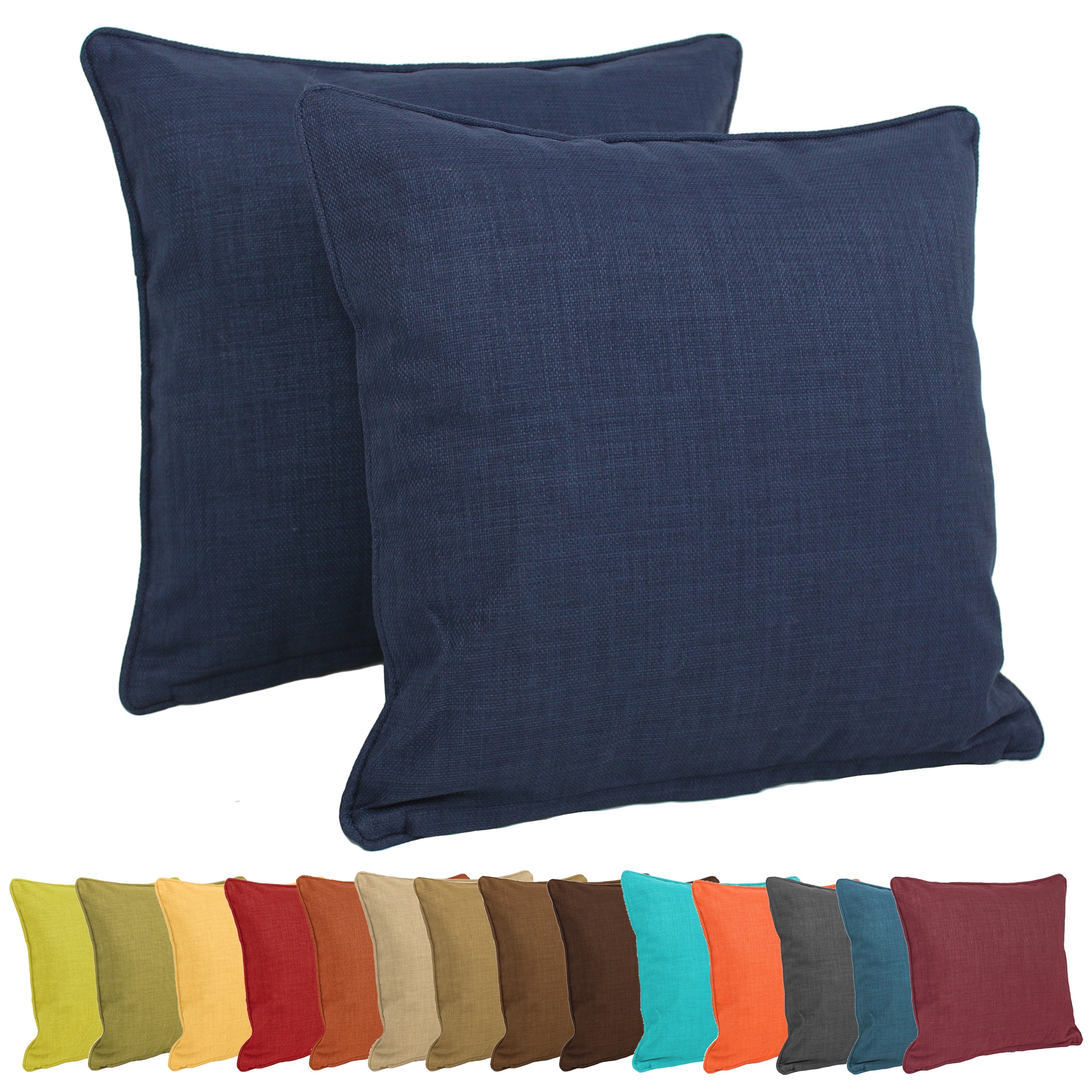 Blazing Needles 18-inch Outdoor Spun Polyester Square Throw Pillows (Set of 2) - Aqua Blue