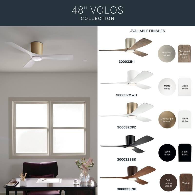 Kichler Lighting Volos 48 in. Integrated LED Flush Mount Ceiling Fan