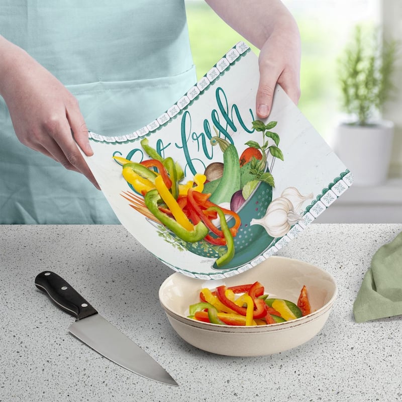 Eat Fresh Flexible Plastic Cutting Board Mat 15" x 11.5", Made in the USA, Decorative, Flexible, Easy to Clean