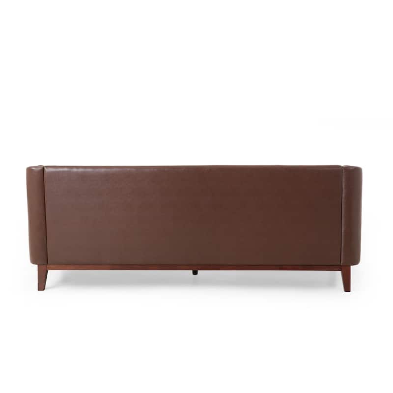 81" Faux Leather 3-Seat Couch Sofa, Wood Frame Loveseat with Armrests, Small Space Couches for Living Room, Office