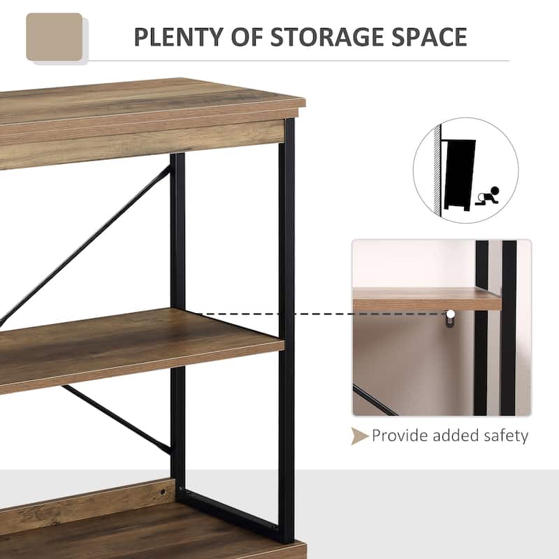 HOMCOM 2/4-Tier Industrial Style Storage Steel Wooden Shelf with a Robust Multi-Functional Design, Tall Organizer