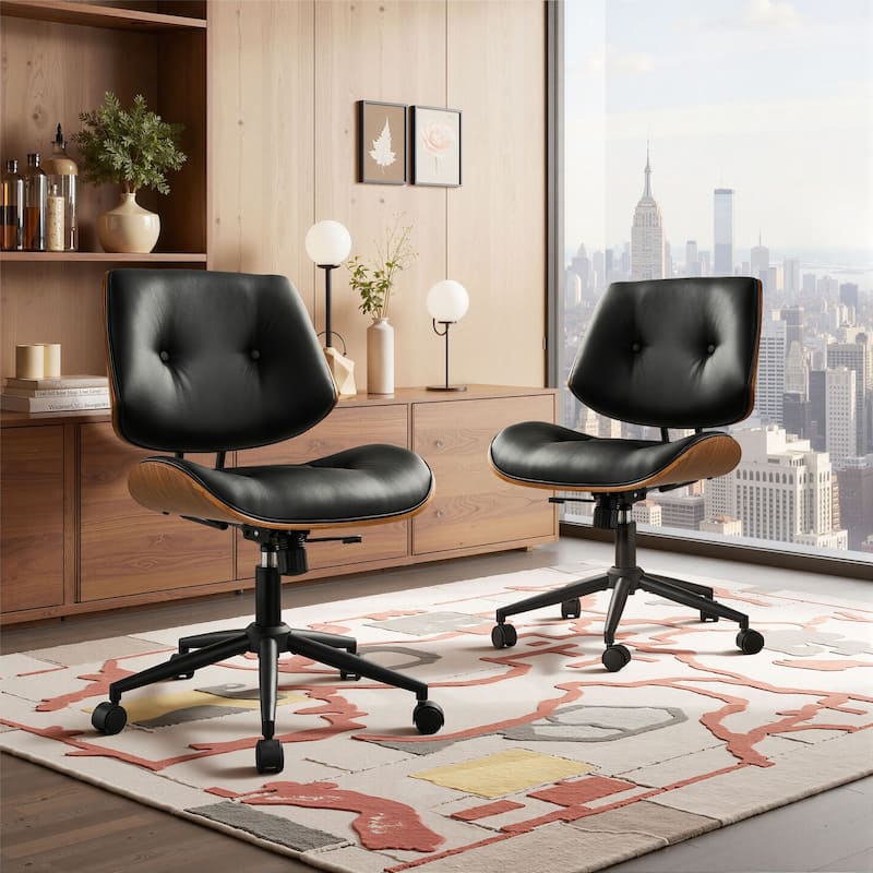 OVIOS Armless Adjustable Rivet Design Office Chair - N/A
