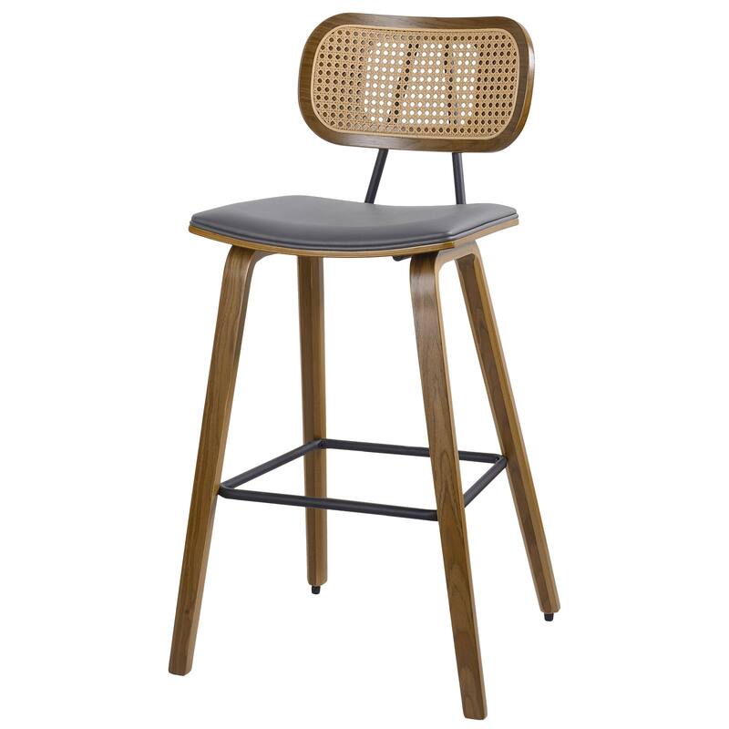 26" Upholstered Wood Counter Height Bar Stools - 17.7"W x 19.5"D x 35.1"H
