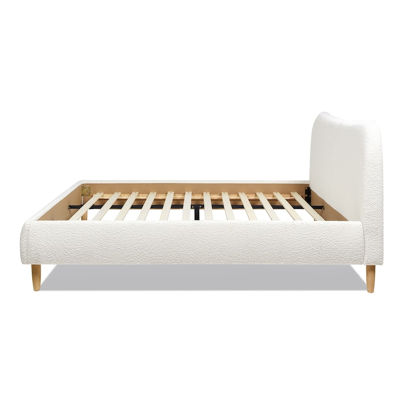Roman Boucle Sherpa Curved Headboard Modern Platform Bed