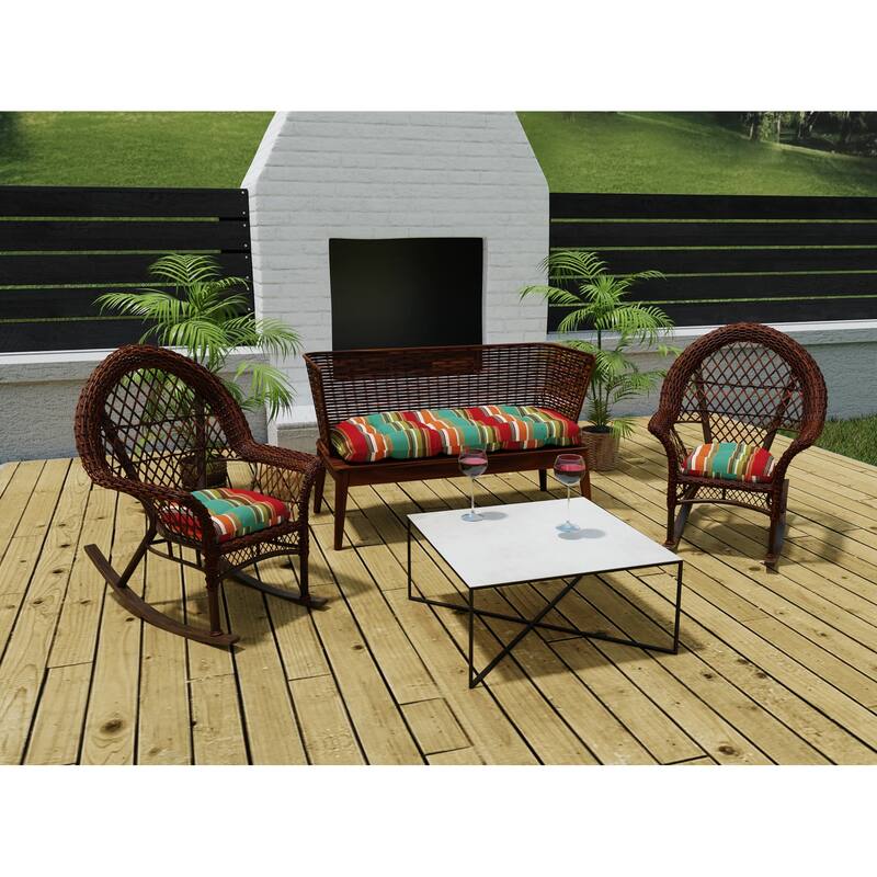 Outdoor Wicker Cushion Set for Bench and 2 Seats - 18'' L x 44'' W x 4'' H - Westport Teal