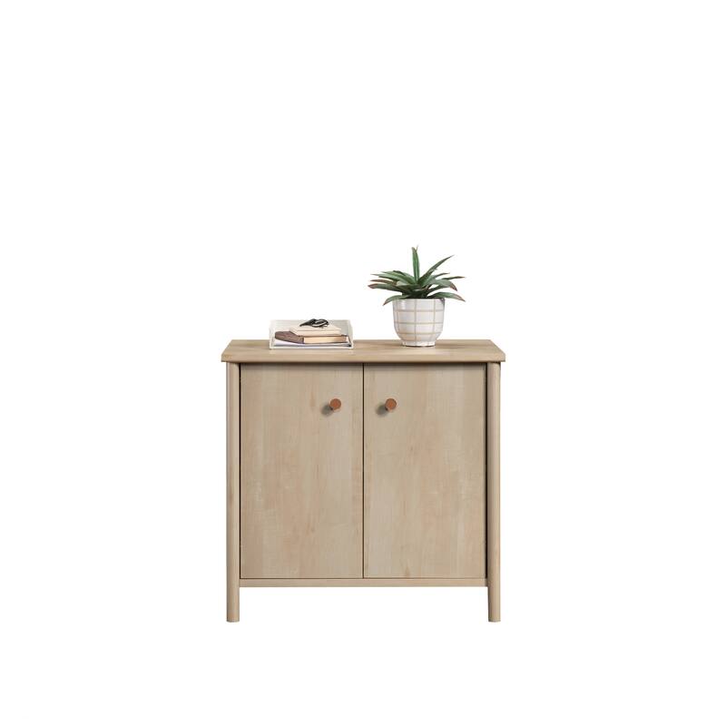 Wood Library Base with Two-Door Cabinet, Brown