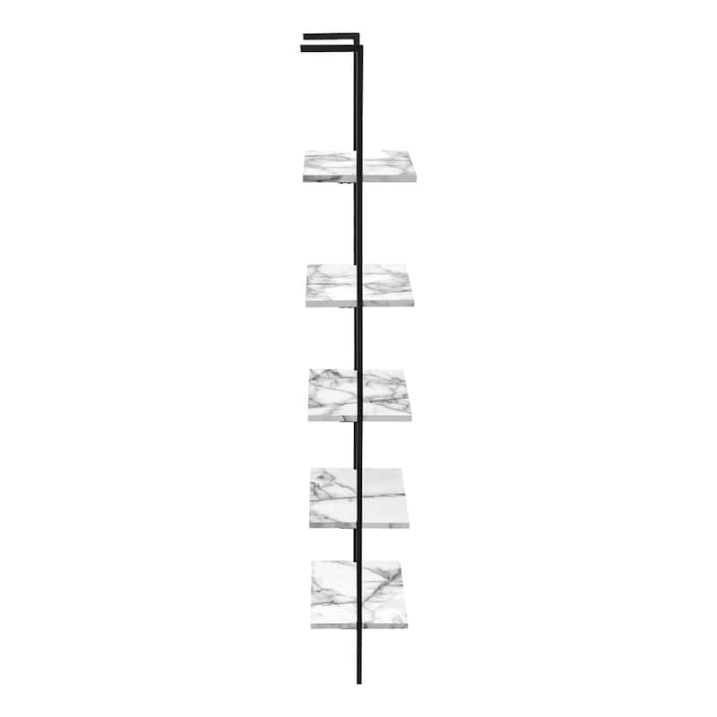 Bookshelf, Bookcase, Etagere, Ladder, 5 Tier, 72"h, Office, Bedroom, Laminate, Metal, Contemporary, Modern