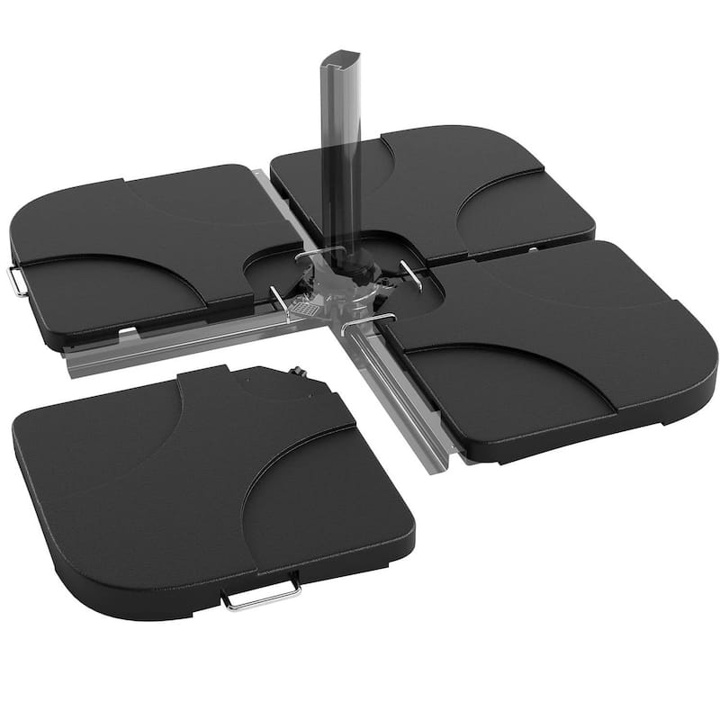 330LB Capacity 4Pcs Patio Umbrella Base, Umbrella Stand for 10-15FT Umbrellas, Outdoor Deck Poolside - Black