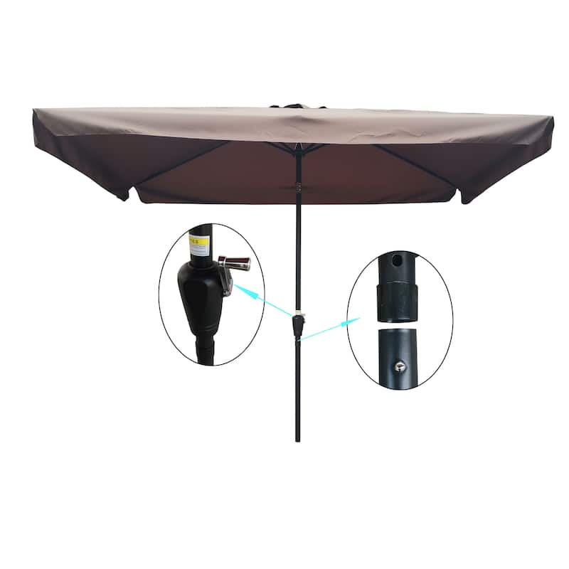 10 x 6.5ft Rectangular Patio Umbrella,Chocolate / Navy Blue / Bright Red / Burgundy / Tan