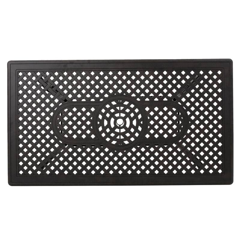 Roomfitters Outdoor Cast Aluminum Rectangular Dining Table with Lattice Design, Rust Resistant Bronze