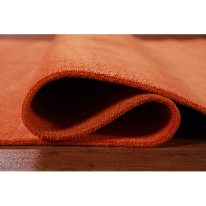 Hand Knotted Oriental 100% Wool Carpet Modern Solid Oranges & Rust Gabbeh Area Rug - 9' 5'' X 6' 3''