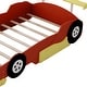 preview thumbnail 12 of 11, Red Full Size Wood Race Car-Shaped Platform Bed with Wheels