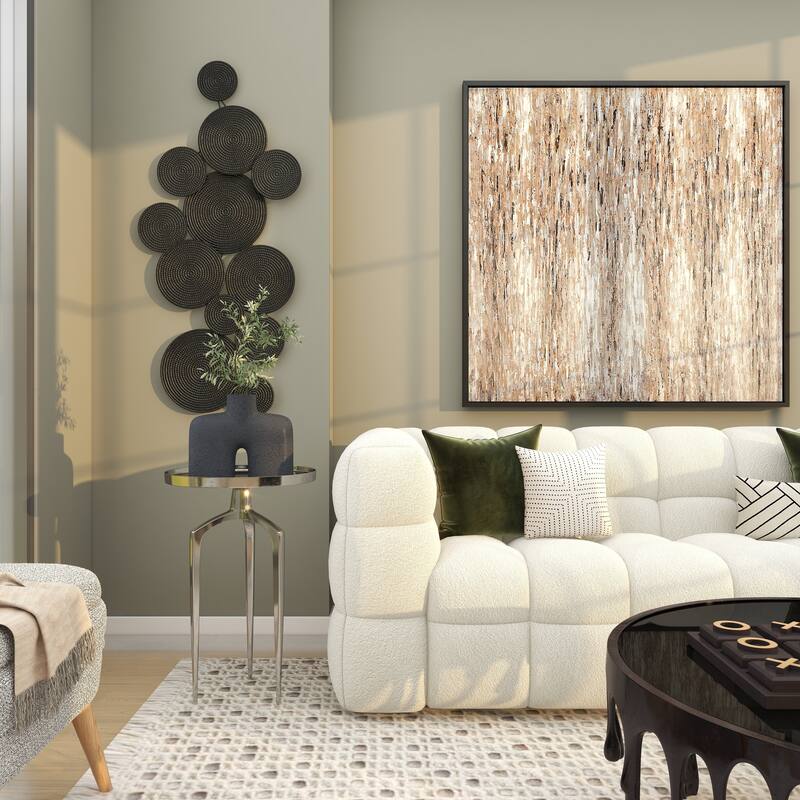 CosmoLiving by Cosmopolitan Metal Plate Wall Decor with Textured Circles - Gold or Black