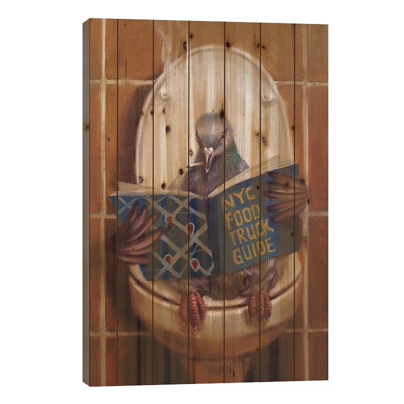 Stool Pigeon Print On Wood by Lucia Heffernan - Multi-Color - 26x18x1.5