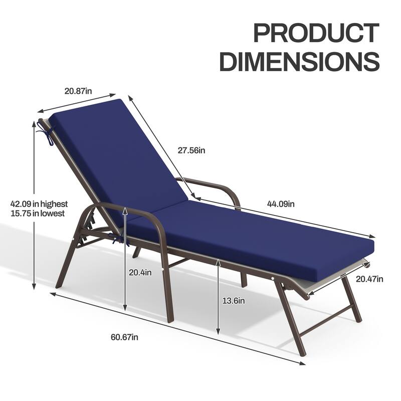 Outdoor Lounge Chairs Chaise Lounge Set with Adjustable Back and Cushions