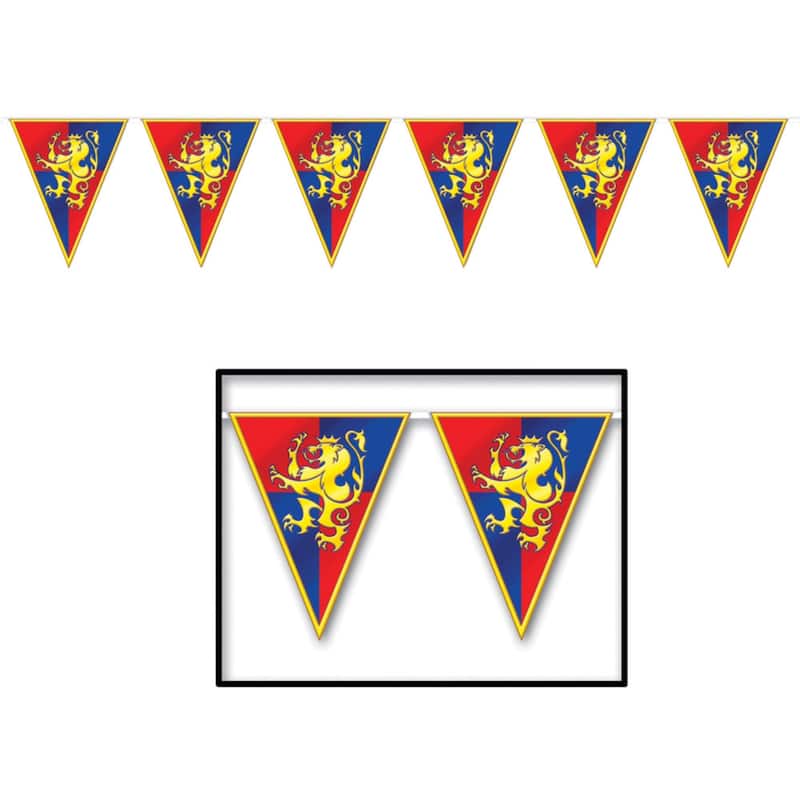 12' Red and Blue Medieval Hanging Banner Decor