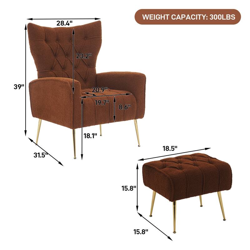 Ouyessir Upholstered Tufted Accent Chair with Ottoman