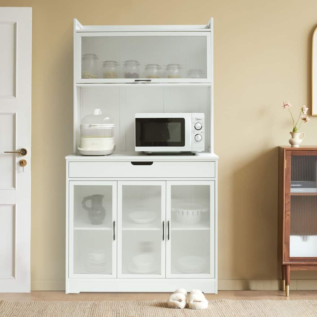 VEIKOUS Pantry Kitchen Microwave Storage Cabinet with Shelves