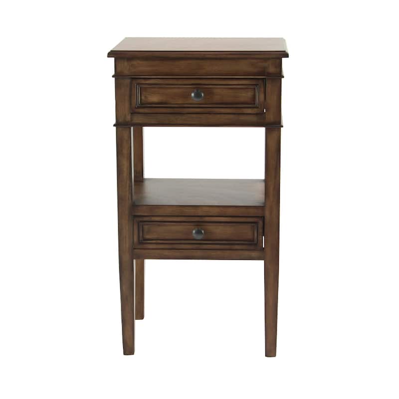 Wood 2 Drawers and 1 Shelf Accent Table - Brown or White - Roche River Decor