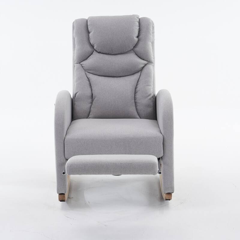 Linen Rocking Chair With Adjustable Footrest