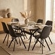 preview thumbnail 33 of 131, Elega Modern Sintered Stone Dining Table Modern Trestle Base Powder-Coated Steel Frame Kitchen Table - 47"-71"