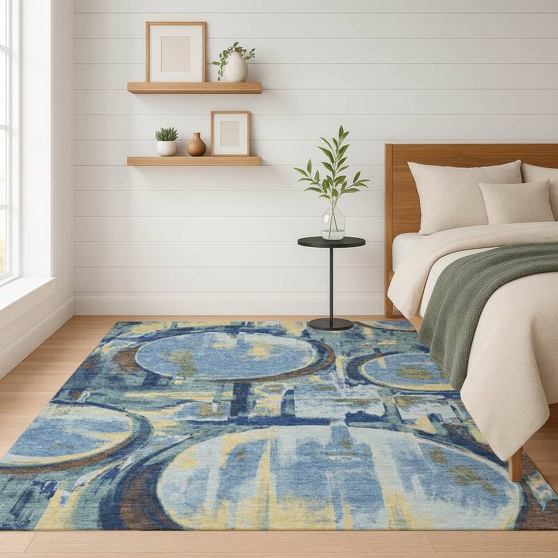 Machine Washable Indoor/ Outdoor Modern Erie Chantille Rug