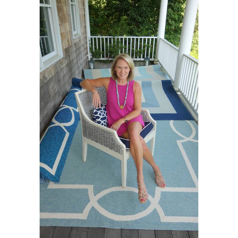 Libby Langdon Groovy Gate Indoor/Outdoor Area Rug - 5' x 7' - Sky Blue