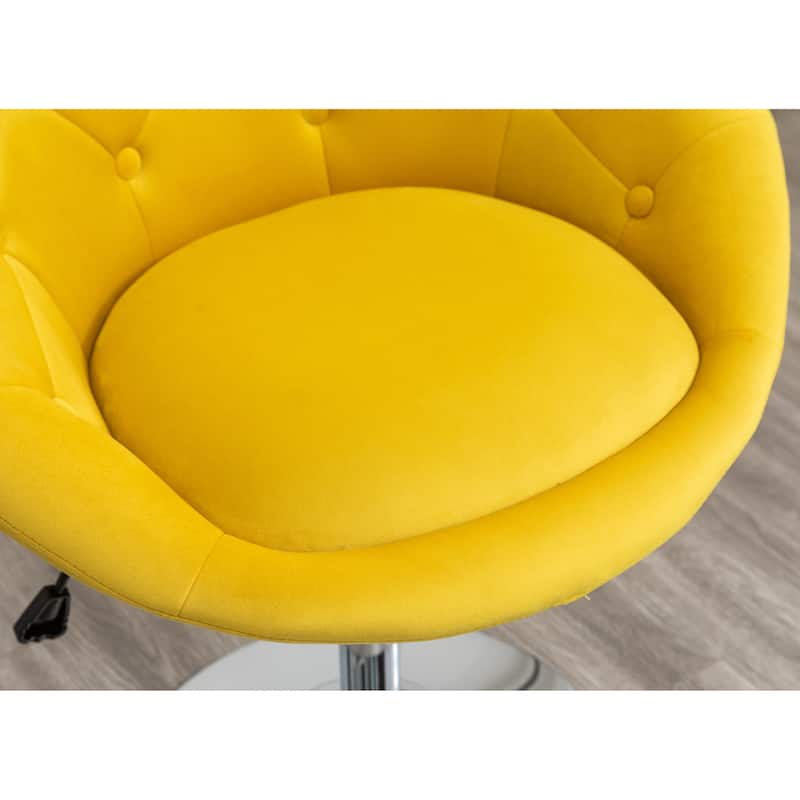 Yellow 28.25" Velvet Swivel Accent Chair