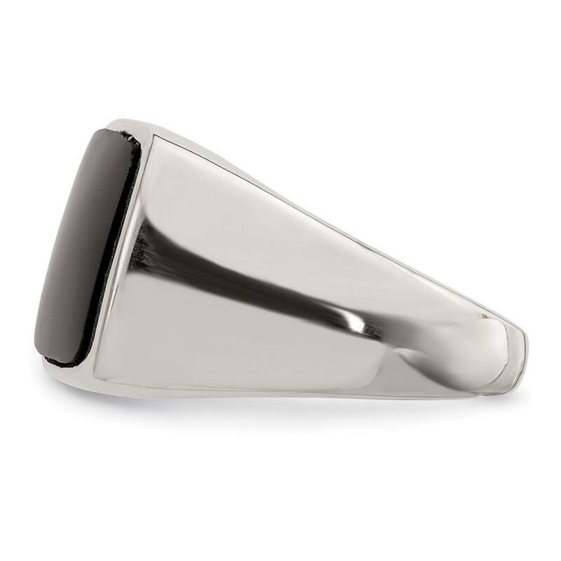Curata 925 Sterling Silver Polished Solid Back Simulated Onyx Ring