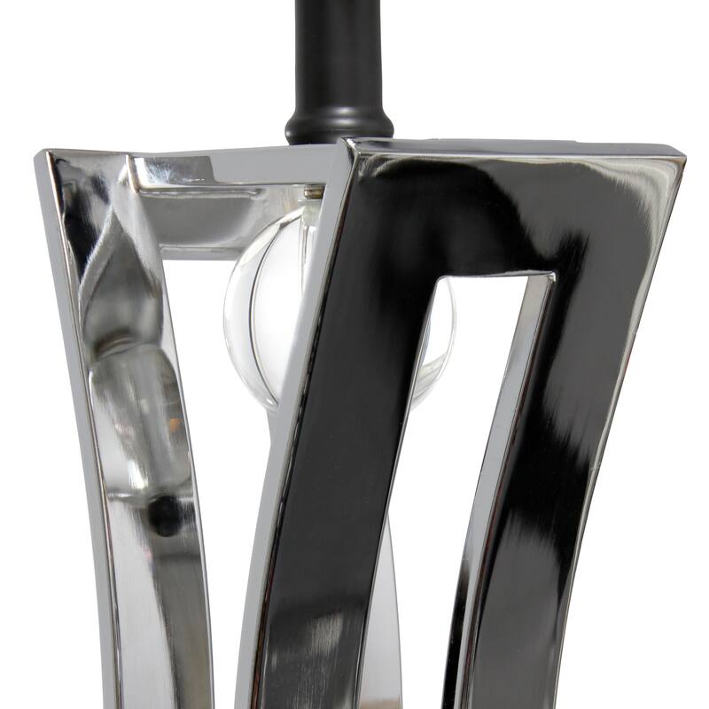 27.5" Tall Rectangular Shade Table Lamp Chrome Base 3-Way Switch Perfect for Desk or Living Room - 15”L x 8”W x 27.50”H