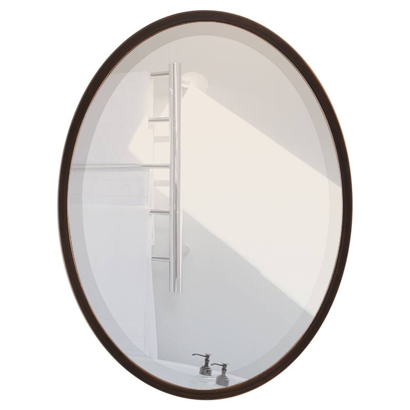 Lincoln Framed Oval Mirror - Rubbed Bronze - Rubbed Bronze