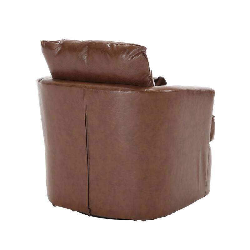 32.68" Swivel Barrel Chair with Metal Base