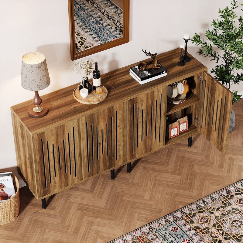 Sideboard Buffet Cabinet with Doors & Adjustable Shelves (Set of 2)