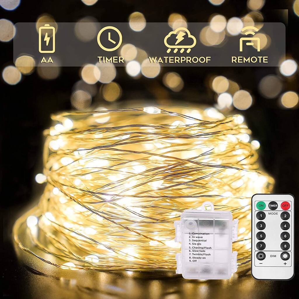 66ft 200 LED Copper String Light, Fairy Lights Warm White - Yellow