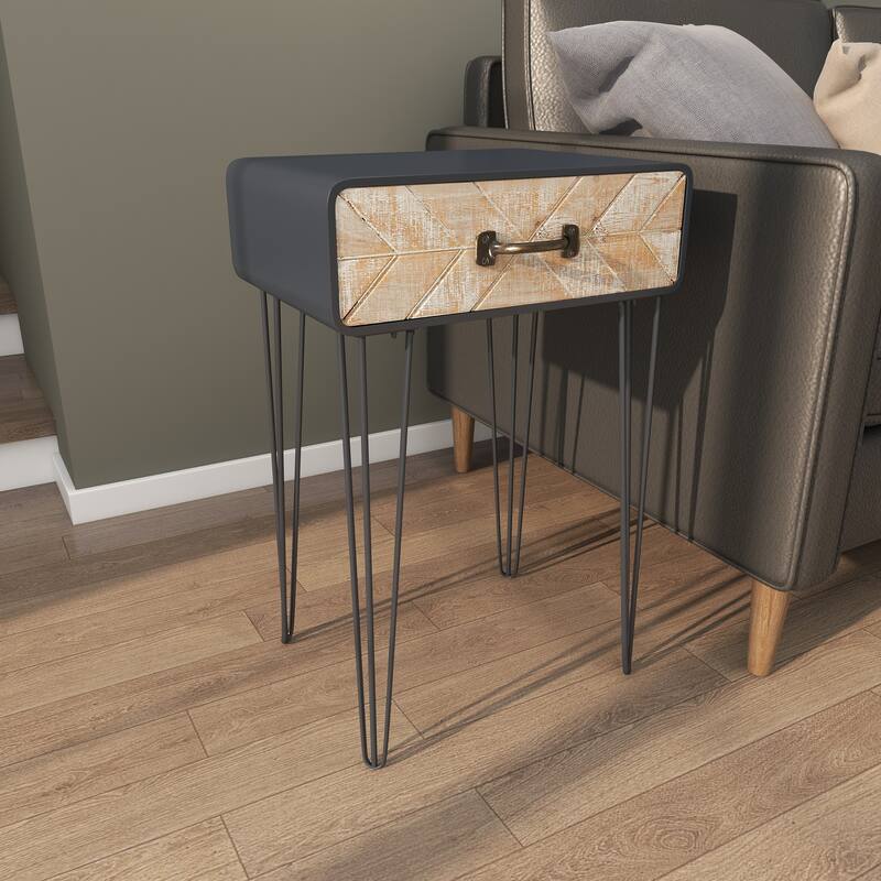 Black Metal Modern Accent Table - 12"W x 17"L x 26"H
