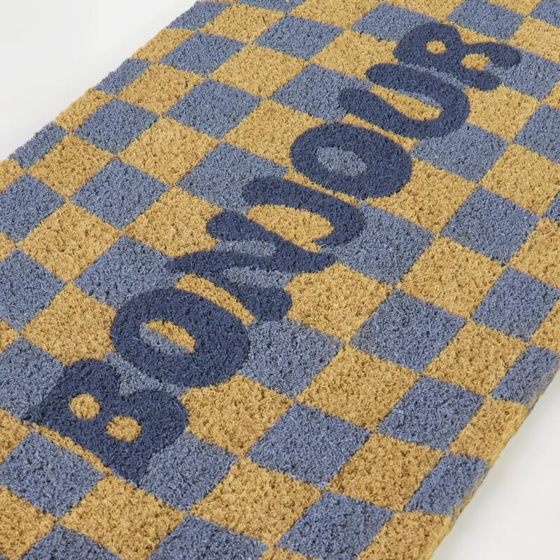 Bonjour Checkerboard Welcome 18" x 30" Doormat - 18" x 30"