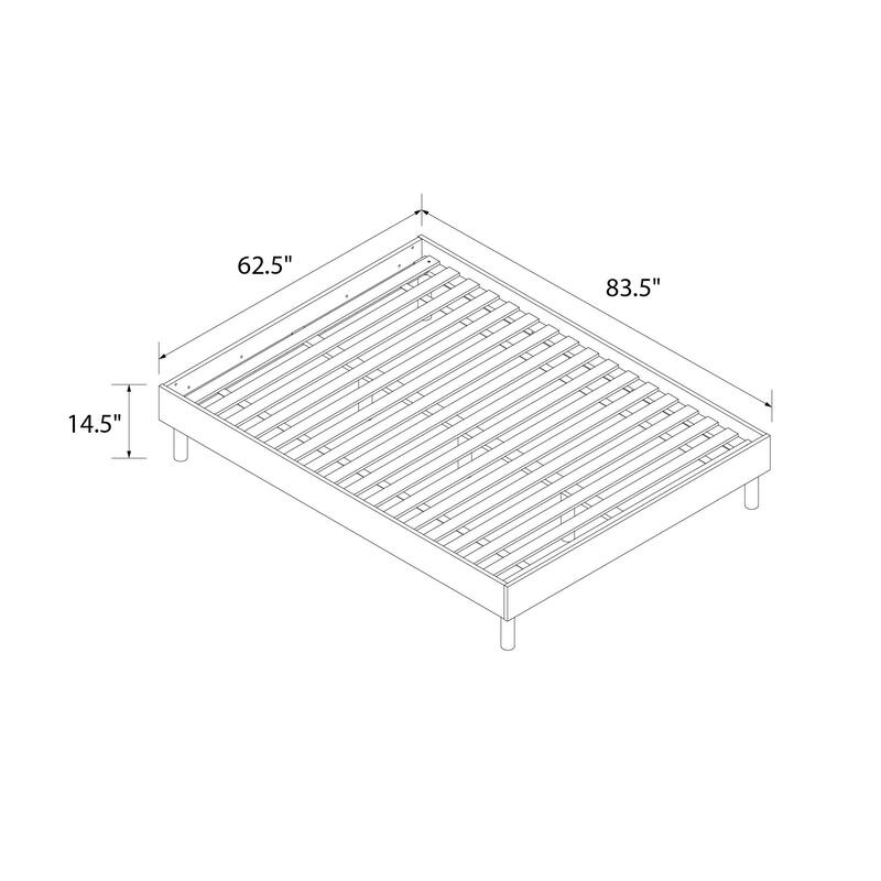 Roomfitters Cologne Tool-Less Wood Platform Bed Frame, Low Profile Rustic Design, Walnut