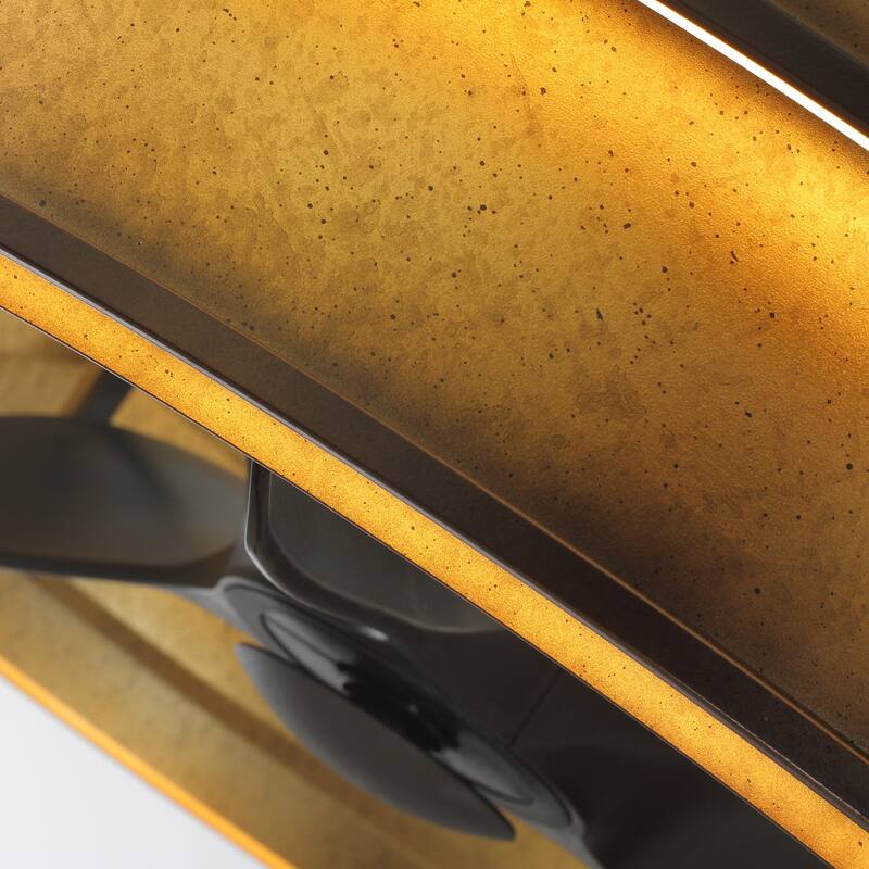 Ceiling Fan 32" Perimost 3-Blade Modern Gold Caged LED