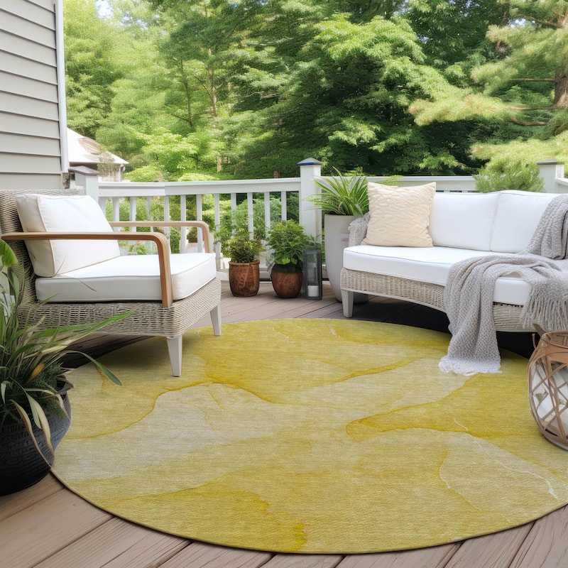 Machine Washable Indoor/ Outdoor Abstract Chantille Rug