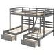 preview thumbnail 5 of 10, Elegant Full over Twin & Twin Triple Bunk Bed with 3 Drawers, Gray