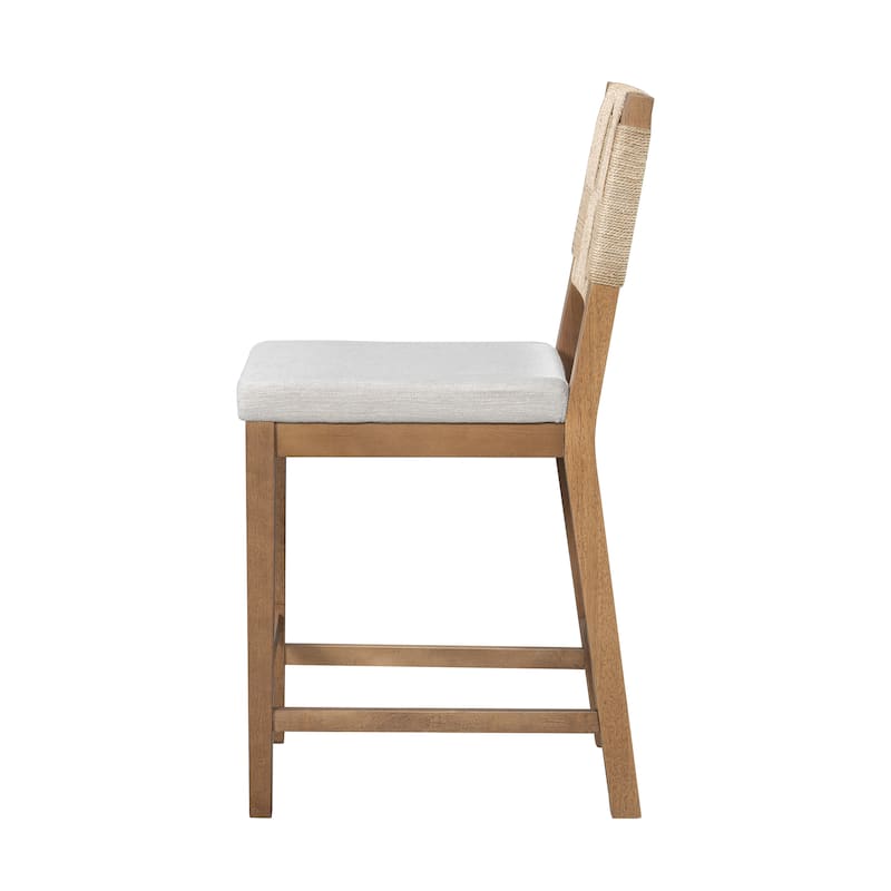 Christopher Knight Home - Amelia Woven Elegance Bar Stool with Rubberwood Frame (Set of 2)