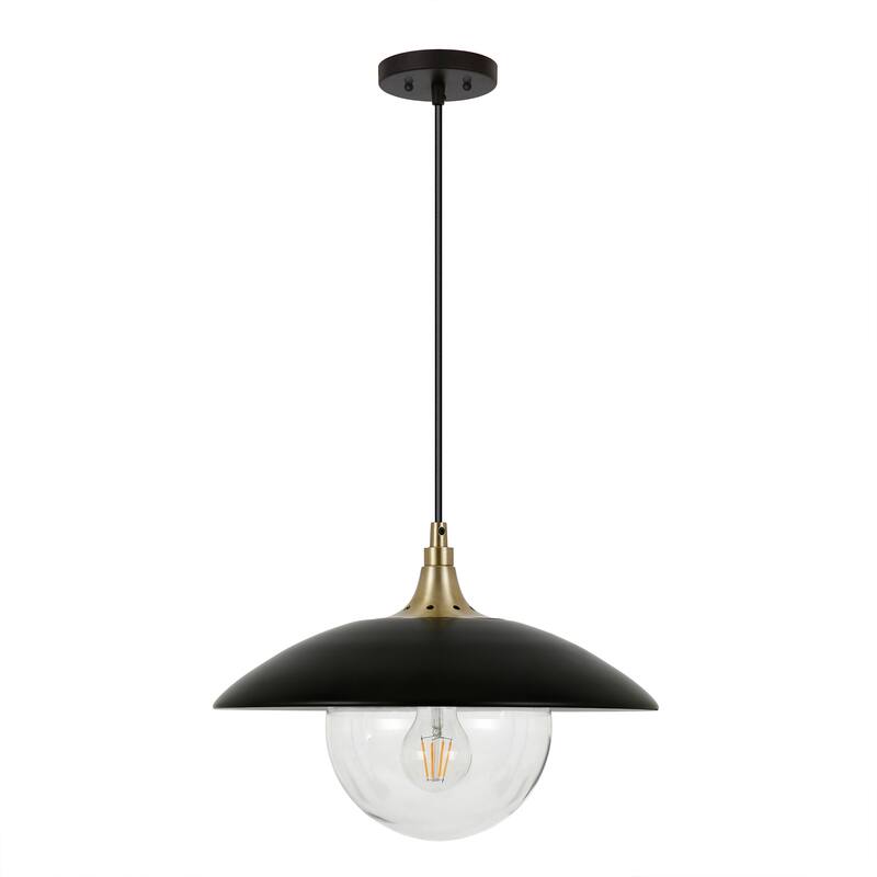 Alvia 14.5" Wide Pendant with Metal/Glass Shade - 14.5" Wide