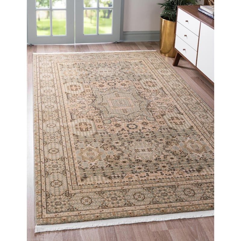 Traditional Cassia Collection Area Rug - Light Green - 3'3"x5'3"
