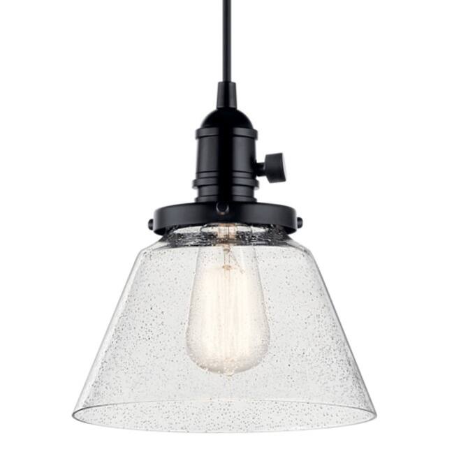 Kichler Avery Single Light 8" Wide Mini Pendant with Tapered Clear - Black