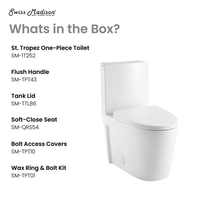 Angers One Piece Elongated Toilet Right Side Flush 1.28 Gpf - 27" x 15.15" 31.2"