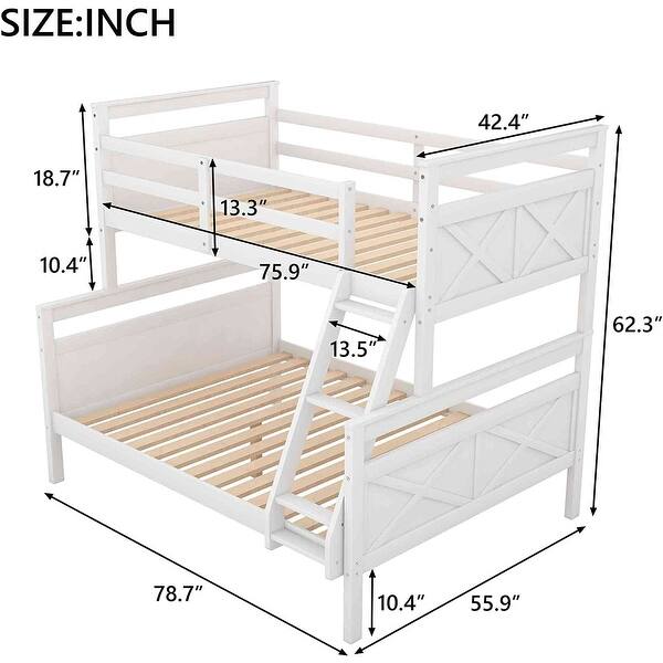 dimension image slide 0 of 2, Twin Over Full Bunk Bed with ladder & Safety Guardrail, Can be Separated 2 Beds